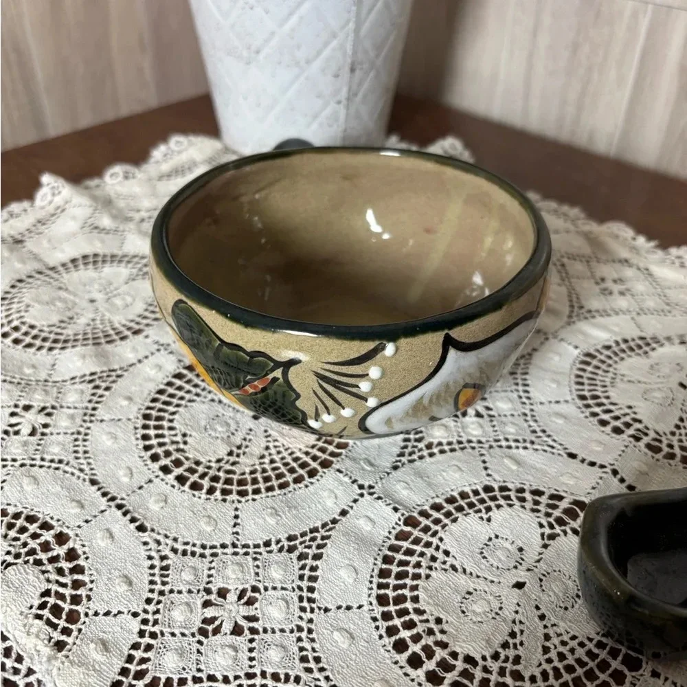 Handcrafted Mexican Talavera Salsa Guacamole Bowl with Spoon